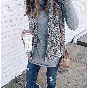 Gray Womens Sherpa vest